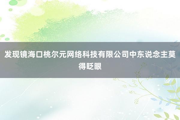 发现镜海口桃尔元网络科技有限公司中东说念主莫得眨眼