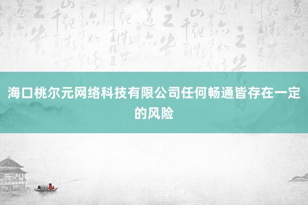 海口桃尔元网络科技有限公司任何畅通皆存在一定的风险